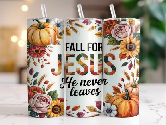 20oz Faith and Fall Jesus Tumbler Wrap: A Graphics Asset for Tumbler Wraps