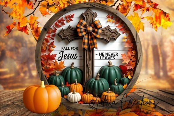 3d Fall for Jesus Round PNG: A Crafts Graphics Gem