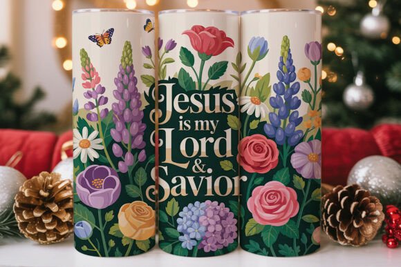 Floral Jesus Tumbler Wrap PNG: A Graphics Asset for Tumbler Wraps