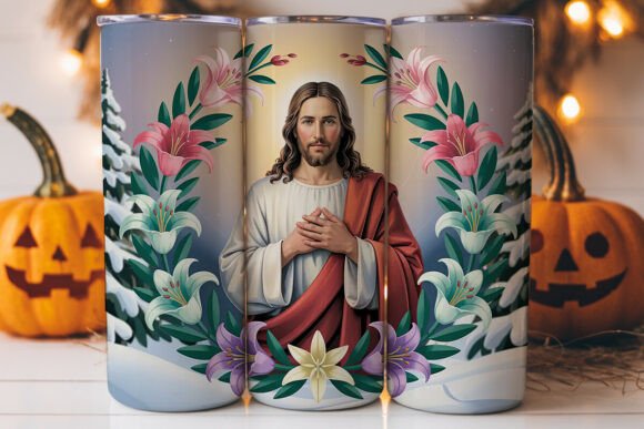 Jesus Floral Tumbler Wrap PNG: A Versatile Graphics Asset