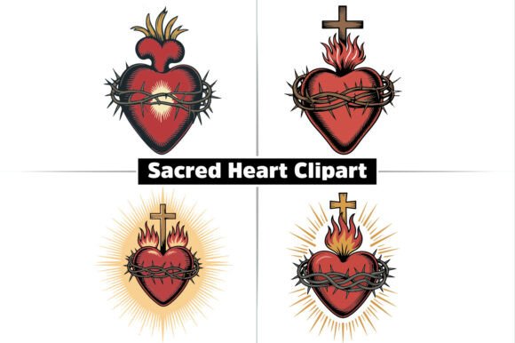 Sacred Heart Christian Clipart PNG Design for Graphics